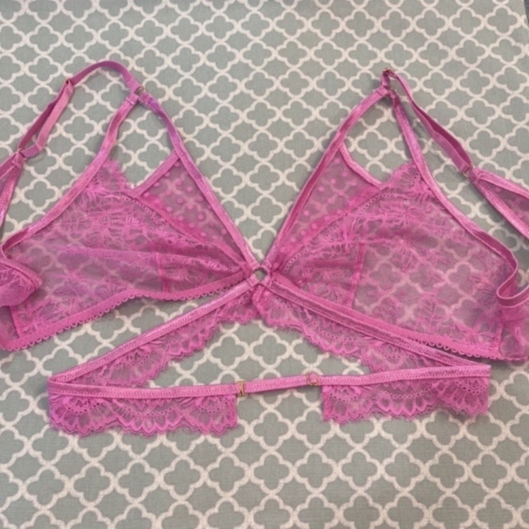 Mentionables Purple Lace Mesh Unlined Bralette 2x Nwt — image 6 of 8